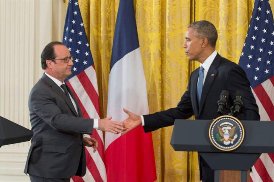 El presidente de Francia, François Hollande y su homólogo de Estados Unidos, Barack Obama. / EFE
