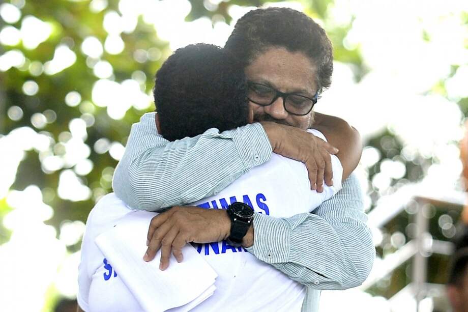 “Iván Márquez” en el acto de reconocimiento de responsabilidad. / AFP