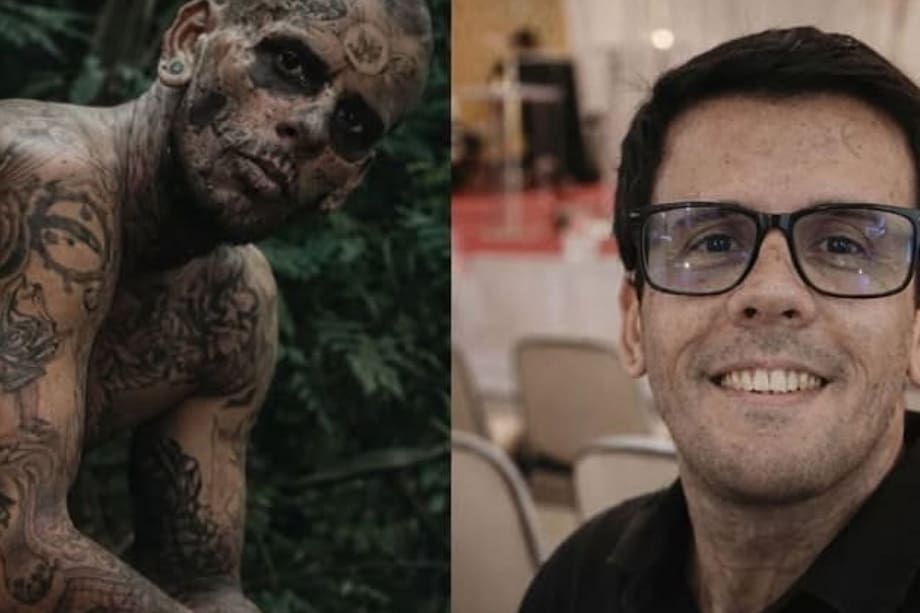 Irreconocible luce ahora Leandro (a la derecha) tras quitar la mayoría de tatuajes de su piel.