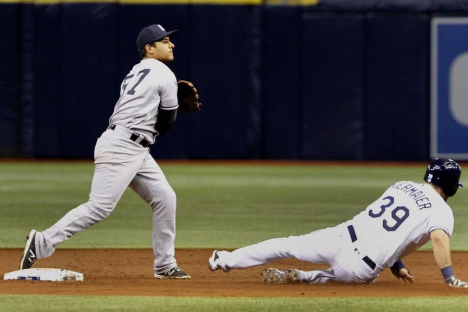 Dónovan Solano, pelotero barranquillero a servicio de los Yanquis de Nueva York. Foto: AFP