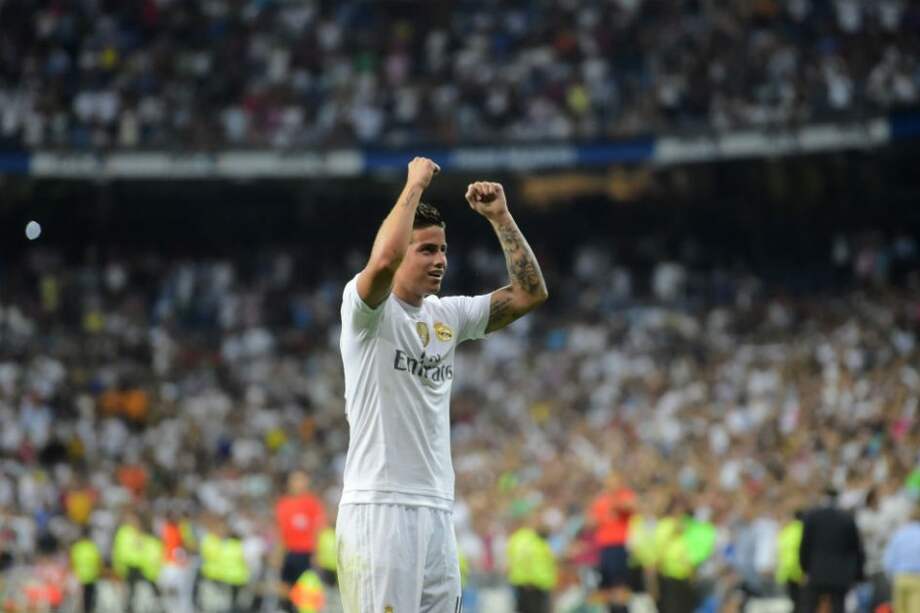 James Rodríguez celebra uno de sus tantos contra el Betis. Foto: AFP