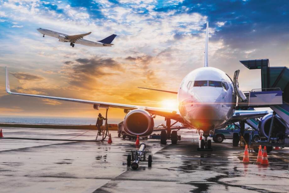 Passenger airplane getting ready for flight