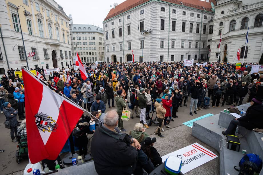 Protestas en Austria contra la vacunación.