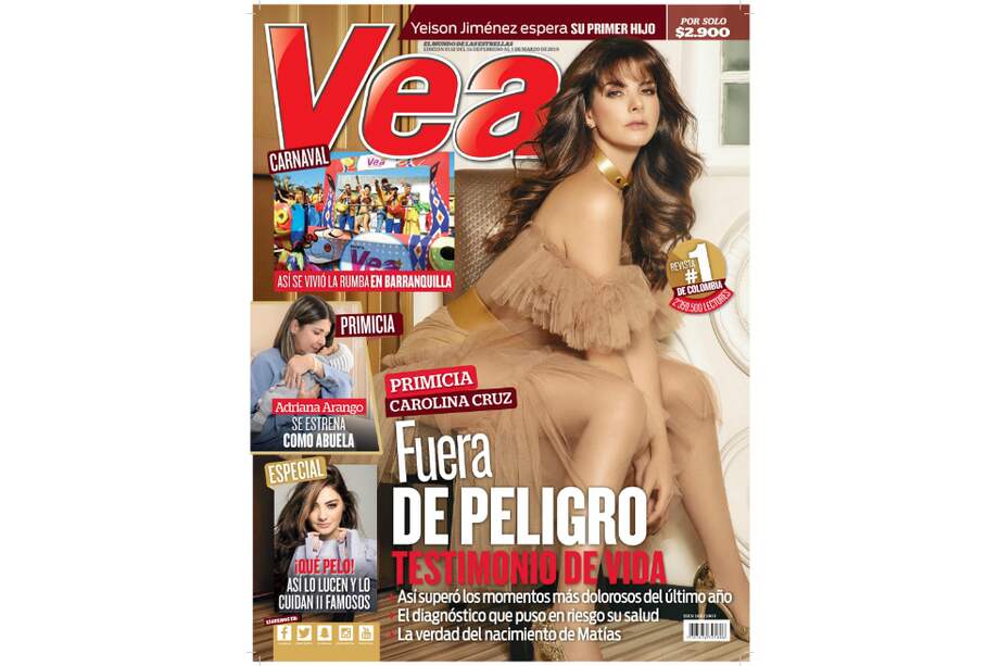 Carolina Cruz es la imagen principal de la portada de la más reciente edición de la Revista Vea. / Revista Vea