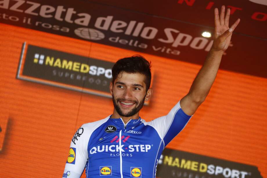 Fernando Gaviria alcanzó este viernes cuatro triunfos en la edición centenario del Giro de Italia. / AFP