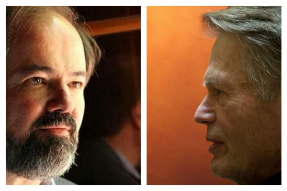 Juan Villoro y J. M. G. Le Clézio / (Fotos tomadas de elfaro-paz.blogspot.com y AFP)