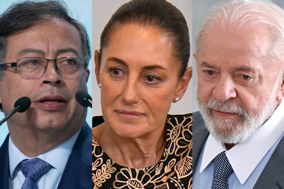 Presidente Gustavo Petro, presidenta electa de México, Claudia Sheinbaum, y presidente de Brasil, Luiz Inácio Lula da Silva.