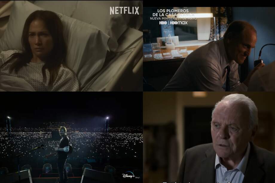 Películas La madre (Netflix), Los Plomeros de la Casa Blanca (HBO Max), Ed Sheeran: la suma de todo (Disney Plus) y El Padre (Netflix).