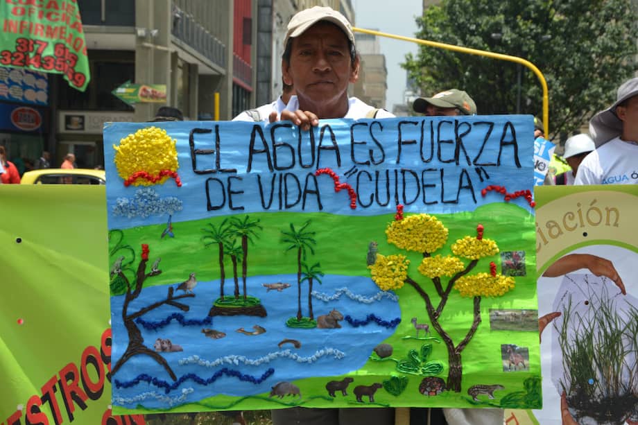 Jesús Villabona, campesino de 57 años, viajó desde El Dorado (Meta) para hacer parte de las manifestaciones en contra del decreto 2691 del 23 de diciembre de 2014 /Angélica María Cuevas