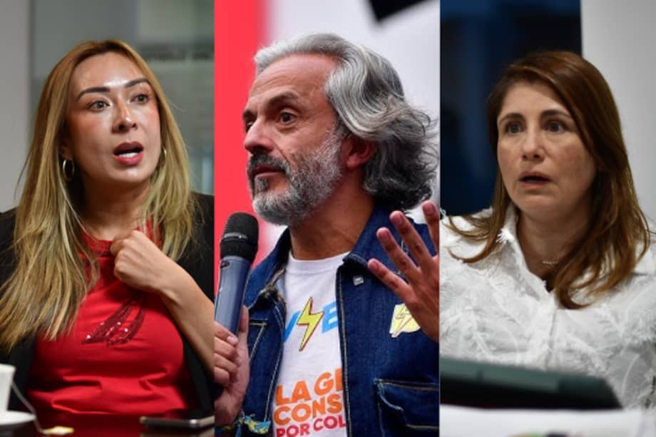 Katherine Miranda (candidata al Senado), Juan Daniel Oviedo (candidato presidencial) e Iris Marín (defensora del Pueblo).