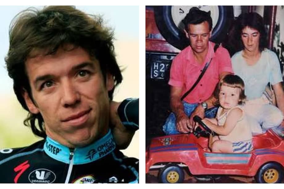 A la derecha, Rigoberto Urán padre, Aracelyy Urán y 'Rigo' de niño, en una fotografía del álbum familiar.