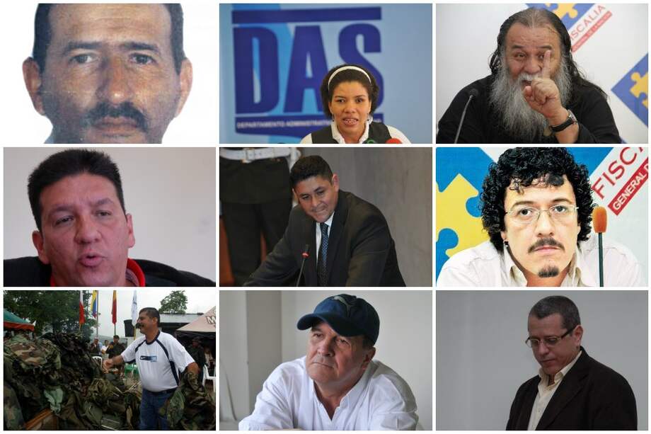 Olimpo de Jesús Sánchez Caro. / Diario El Otún Elda Mosquera García, alias ‘Karina’. / Archivo Ely Mejía, alias ‘Martín Sombra’. / El Tiempo Edwar Cobos, alias ‘Diego Vecino’. / Archivo Édgar I. Torres, alias ‘Don Antonio’. / Archivo Raúl Hasbún, alias ‘Pedro Bonito’. / Semana Luis E. Cifuentes, alias el ‘Águila’. / Colprensa Iván R. Duque, alias ‘Ernesto Báez’. / Archivo Rodrigo Pérez, alias ‘Julián Bolívar’. / El Tiempo