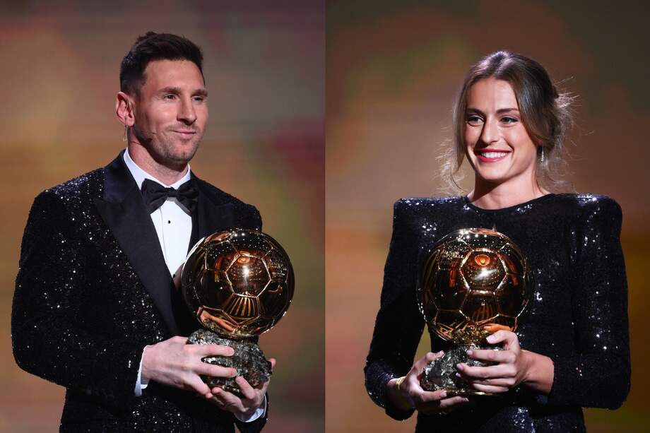 Lionel Messi, jugador del Paris Saint-Germain y Alexia Putellas, futbolistas de Barcelona.