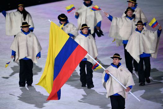 La delegación de Colombia en la inauguración de los Juegos Oímpicos de Invierno.  / AFP