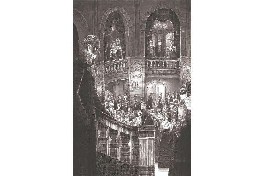 Una de las ilustraciones de “El fantasma de la ópera”, obra de Carlos Díaz Consuegra.