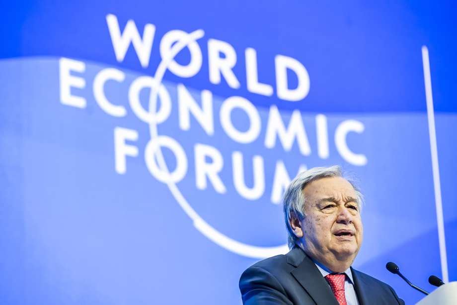 António Guterres en su intervención. EFE/EPA/GIAN EHRENZELLER
