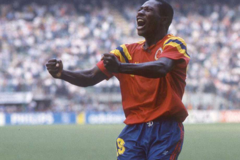Freddy Rincón luego de anotar su gol contra Alemania en 1990.
