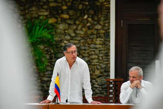 El presidente Gustavo Petro durante el cierre del tercer ciclo de diálogos con el ELN en Cuba.