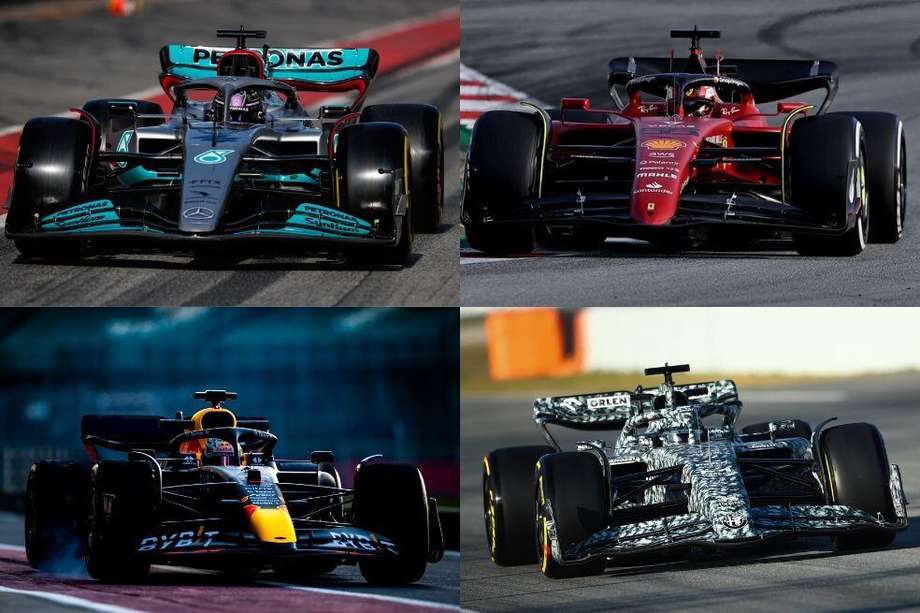El cambio en el modelo de los vehículos es una de las principales novedades en la nueva temporada de la F1 // Twitter: @F1 @redbullracing @ScuderiaFerrari y @MercedesAMGF1