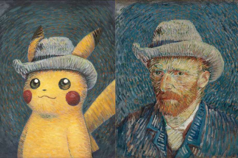 Se representa a Pikachu con un sombrero de fieltro gris, en referencia a la obra de Vincent van Gogh "Autorretrato con sombrero de fieltro gris" (1887).