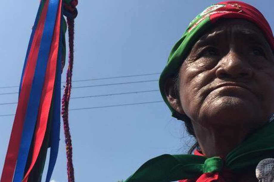 Miembro de la Guardia Indígena durante la marcha que se llevó a cabo en noviembre de 2019 en Santander de Quilichao, Cauca.  / Joseph Casañas