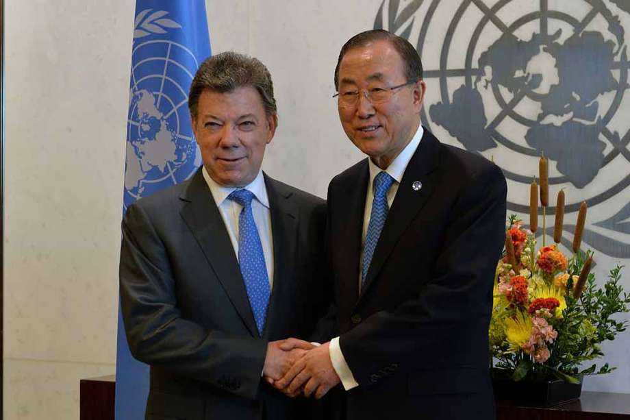 El presidente Juan Manuel Santos sostuvo ayer un encuentro con el secretario general de la ONU, Ban Ki-moon. / Presidencia
