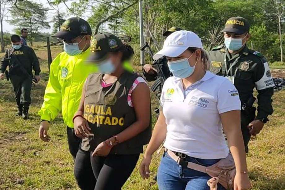 La menor se encontraba trabajando en una finca ubicada en zona rural del municipio de San Pablo Sur de Bolívar. Tras el rescate, fue dejada bajo custodia de la Defensoría de Familia de ese municipio / Foto: Gaula de la Policía.