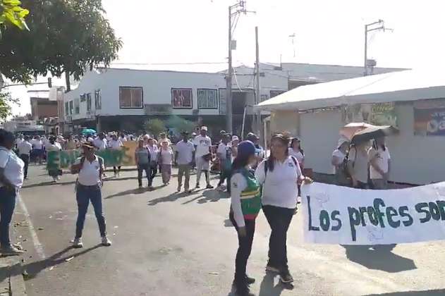 Marcha por muerte de profesora en atentado en Timba, Cauca