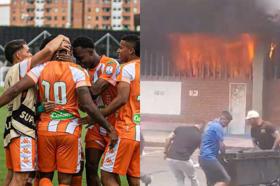 Así se veía el estadio en medio del incendio de las oficinas del Inder.