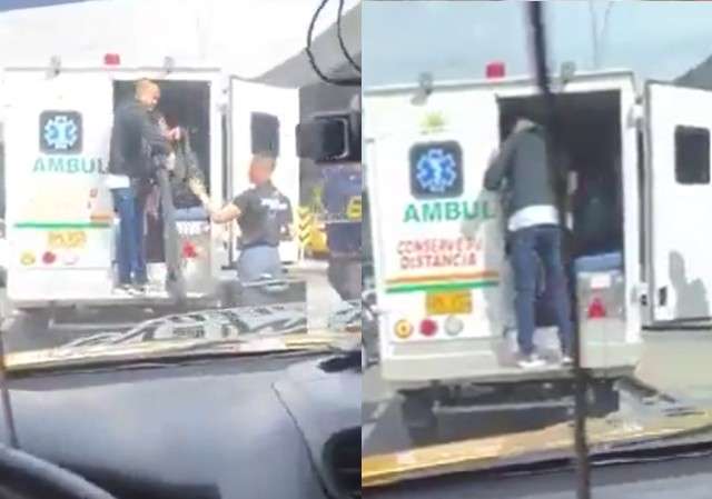 Ambulancia captada dejando pasajeros en El Dorado.