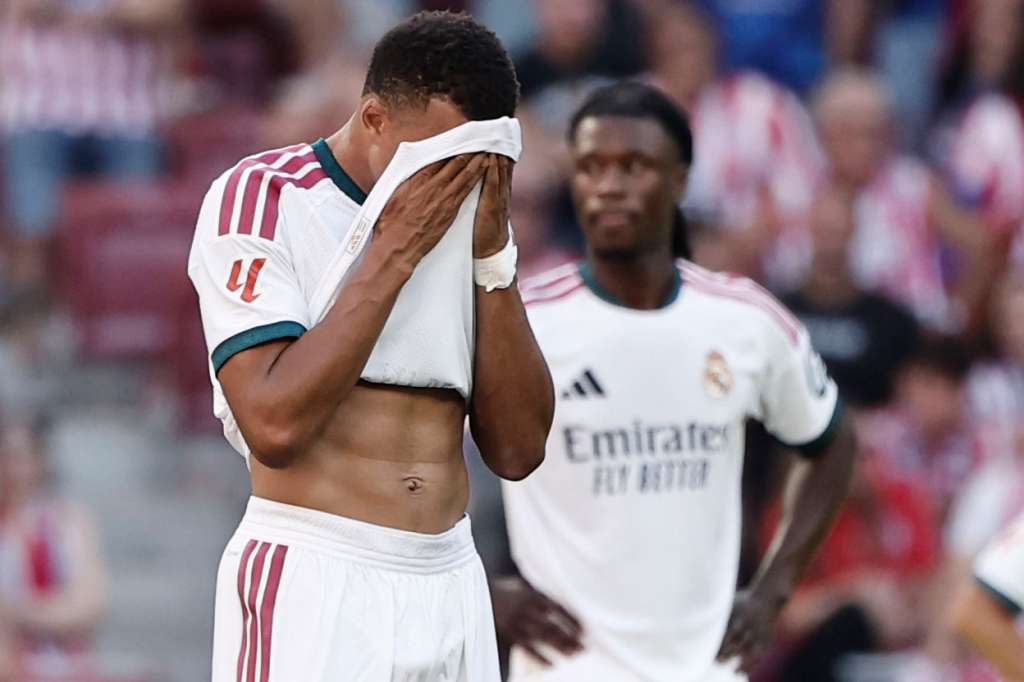 MADRID, 20/09/2026.- El delantero del Real Madrid Kylian Mbappé durante el partido de LaLiga EA Sports entre Atlético de Madrid y Real Madrid celebrado este domingo en el del estadio Riyadh Air Metropolitano de la capital española. EFE/ Sergio Perez