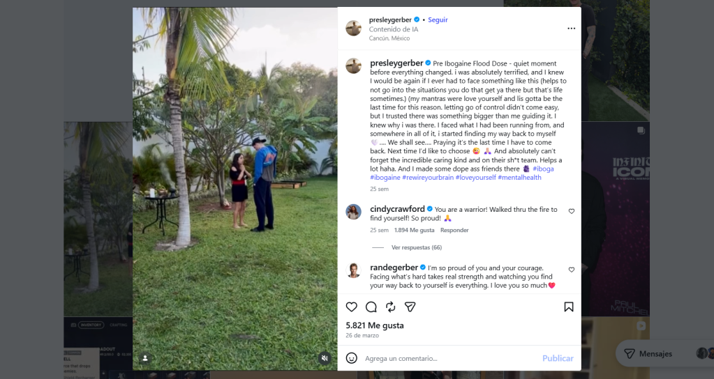 Las últimas publicaciones de Presley Gerber: habló de su tratamiento y recuperación