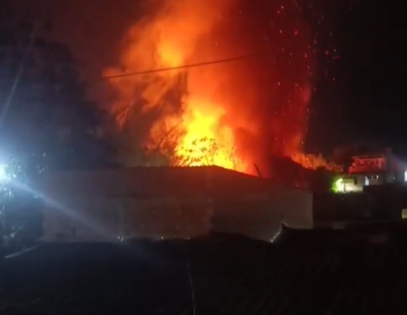 Captura de video en redes sociales que registró el momento del incendio en Hato de la Virgen, Ibagué.