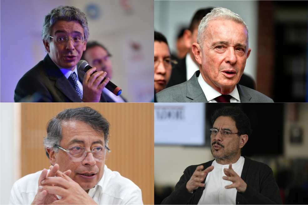 Enrique Gómez, Álvaro Uribe, Gustavo Petro e Iván Cepeda