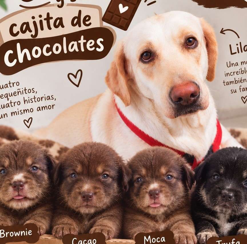 Labradora fue abandonada y ahora buscan hogar junto a sus cinco cachorros