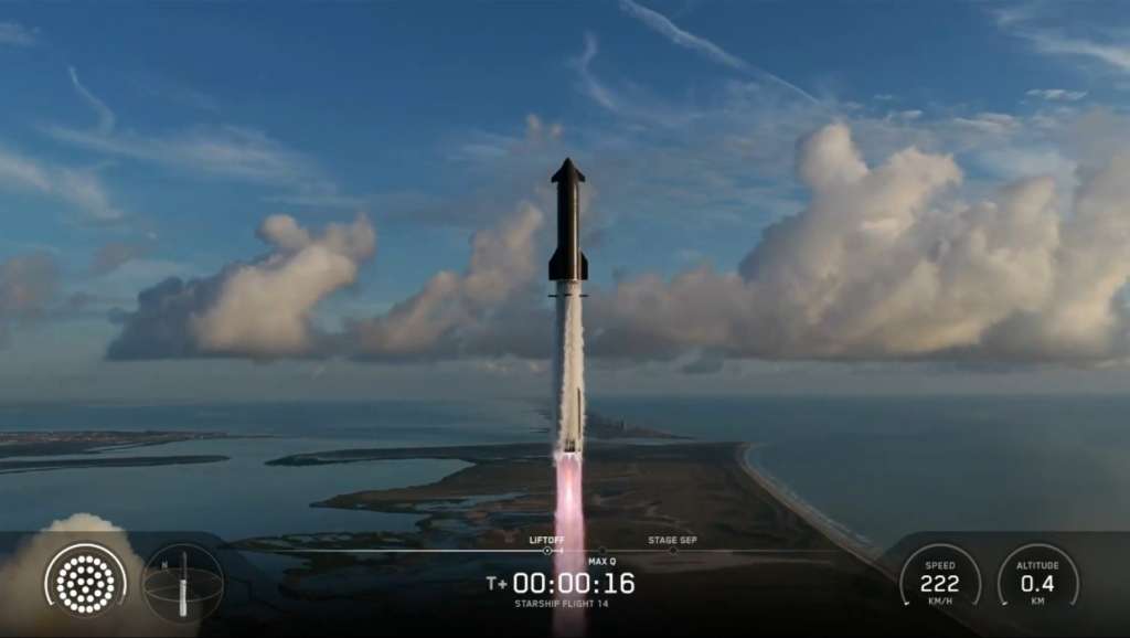 USA3084. STARBASE (ESTADOS UNIDOS), 28/09/2026.- Captura de video tomado de la cuenta oficial en X de SpaceX donde que muestra el cohete Starship despegando este lunes desde la base de Starbase, el complejo de SpaceX en el extremo sur de Texas (EE.UU.). SpaceX logró poner en órbita terrestre el Starship, en la decimocuarta prueba de vuelo de la poderosa nave, un "enorme hito" para la compañía de Elon Musk y el programa que abre el camino hacia su objetivo de lograr un sistema completamente reutilizable. EFE/SpaceX /SOLO USO EDITORIAL /NO VENTAS /SOLO DISPONIBLE PARA ILUSTRAR LA NOTICIA QUE ACOMPAÑA /CRÉDITO OBLIGATORIO