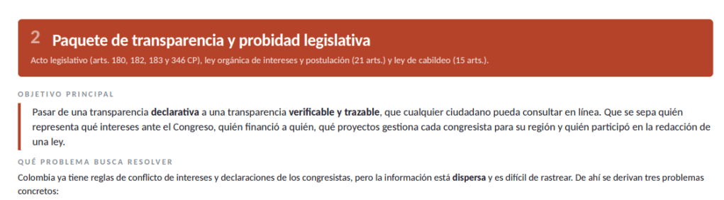Agenda legislativa del Gobierno - Transparencia y providad legislativa.
