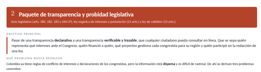 Agenda legislativa del Gobierno - Transparencia y providad legislativa.
