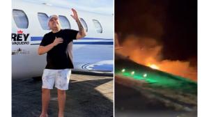 Avión en el que viaja famoso cantante se accidenta. Rey Vaqueiro sobrevive a incendio