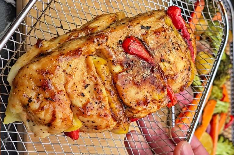 Pechuga de pollo al horno con piña y glaseado de tamarindo