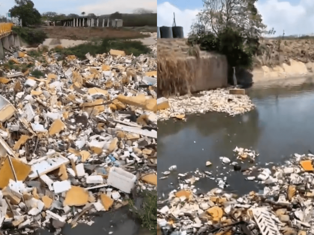 Tras las lluvias, el arroyo León quedó cubierto de basura