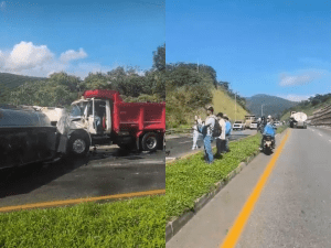 Accidente de camión cisterna provocó cierre completo de la vía Barbosa-Cisneros
