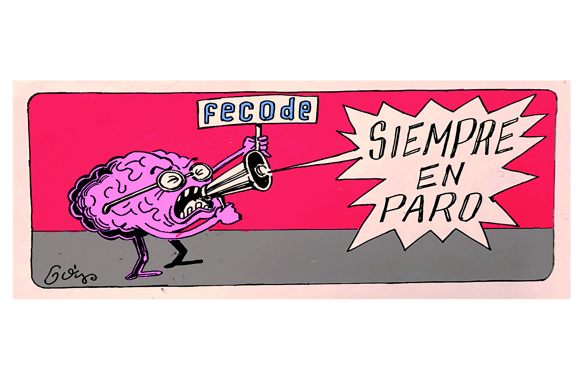 Caricatura de GoVa sobre las marchas convocadas para el 14 de octubre y el rol del sindicato de los maestros.