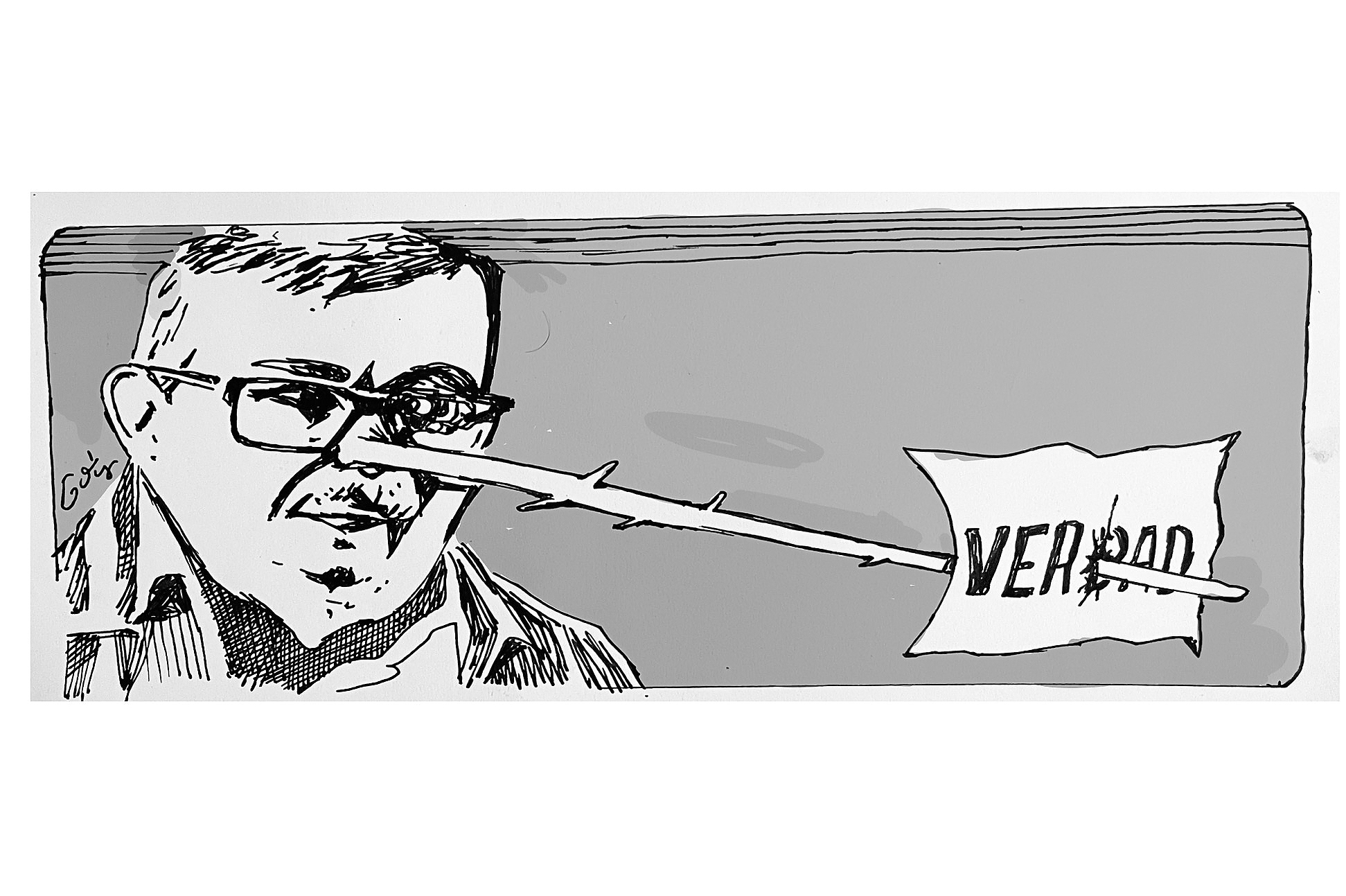 Caricatura de GoVa sobre las mentiras de Timochenko y su rol en la justicia transicional.