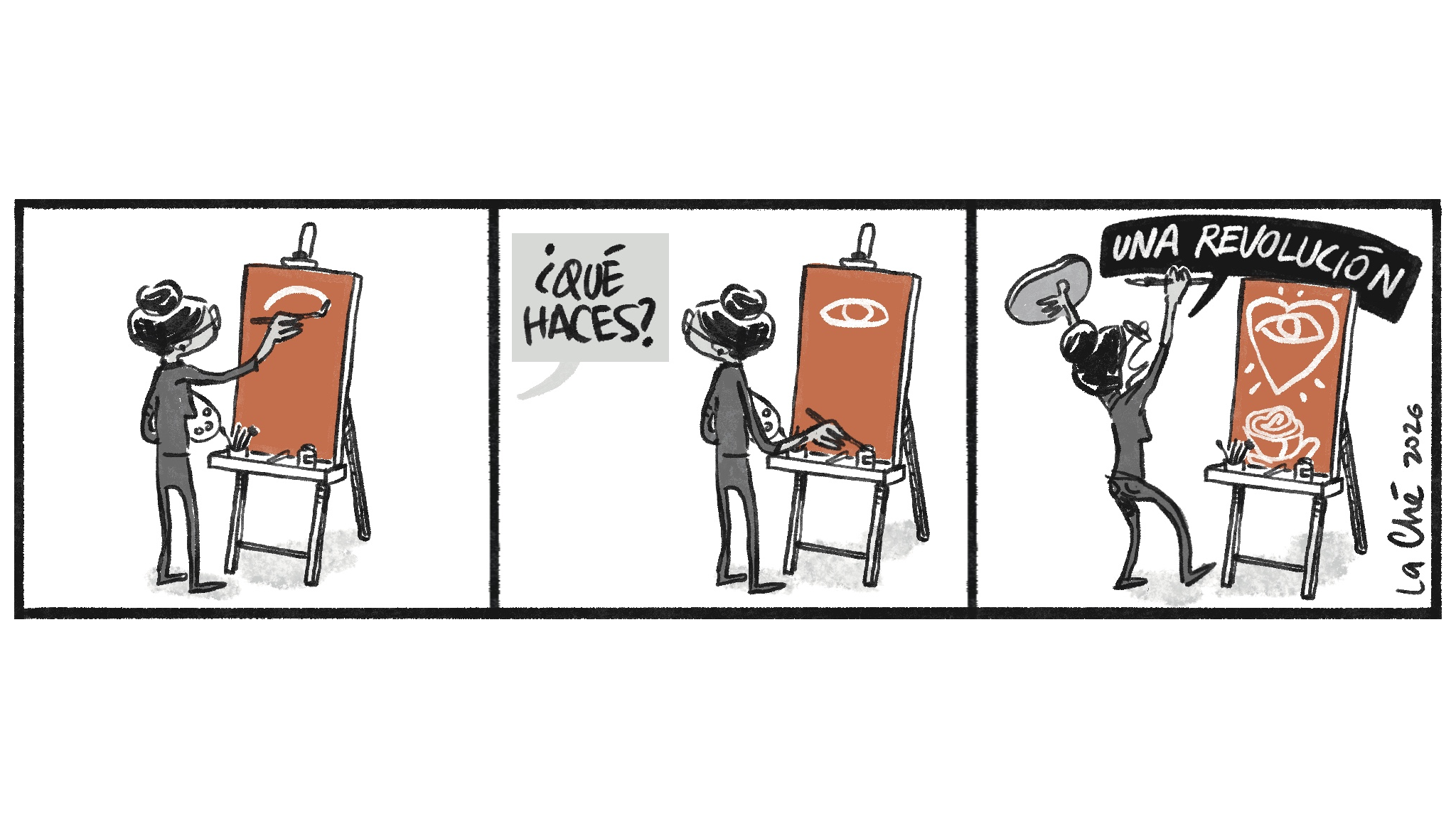 Caricatura de La Ché sobre cómo pintar ahora es una revolución en Colombia, dada la censura que viene ocurriendo.
