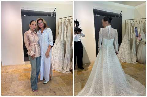 El vestido de boda de Luisa Fernanda W: cristales Swarovski, velo de ocho metros y más