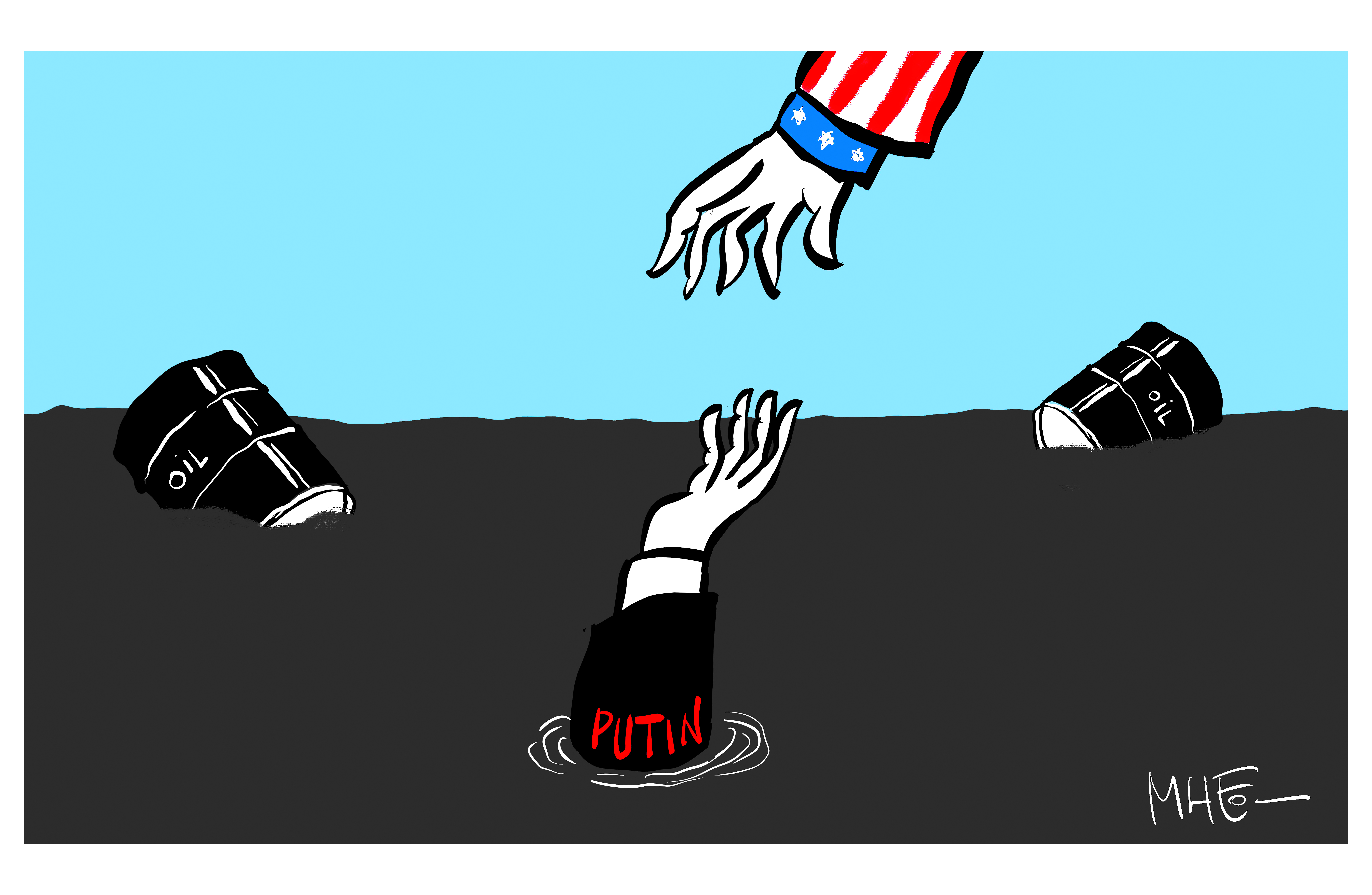 Caricatura de Mheo sobre la ayuda que Donald Trump le dio a Vladimir Putin al comprar diésel de Rusia.