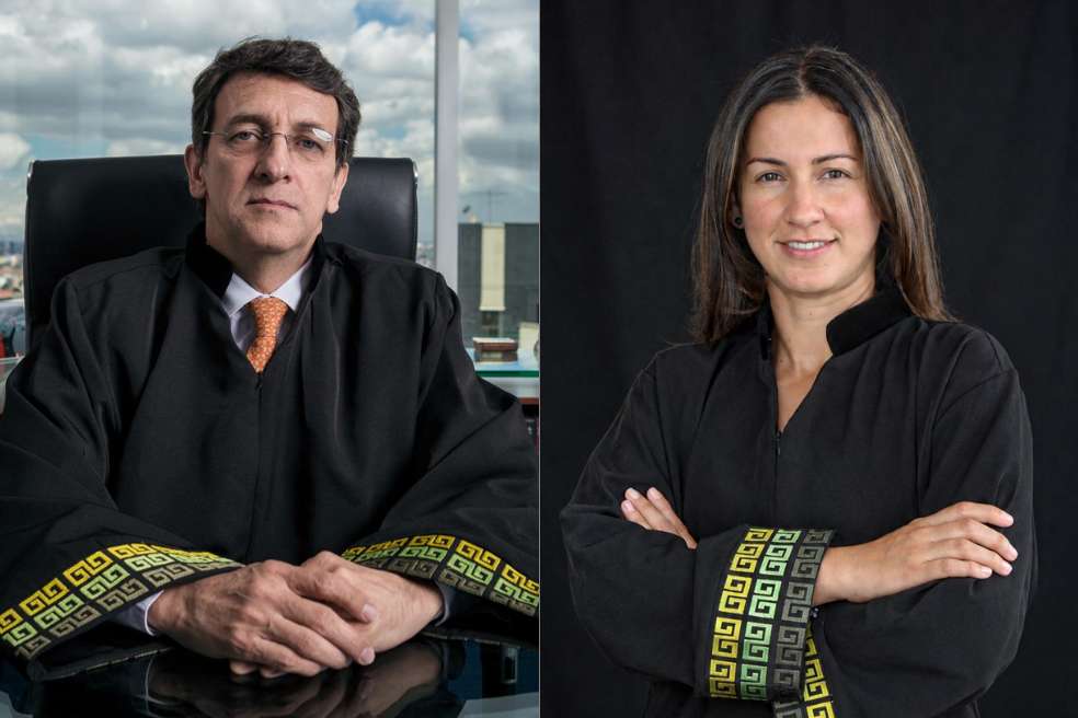 El magistrado Danilo Rojas, presidente electo de la JEP, y la magistrada Diana Vega, vicepresidenta electa.
