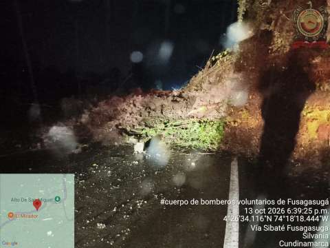 Cierran la vía Sibaté–Fusagasugá por deslizamiento cerca del peaje San Miguel