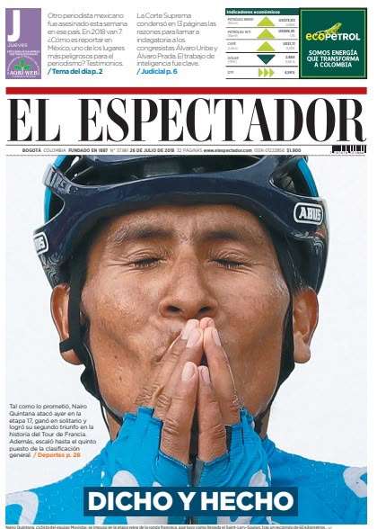 Las portadas de El Espectador que marcaron la carrera de Nairo Quintana.